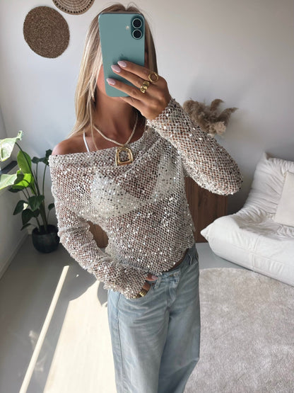 Off Shoulder Glitter Top - MOOS the Label