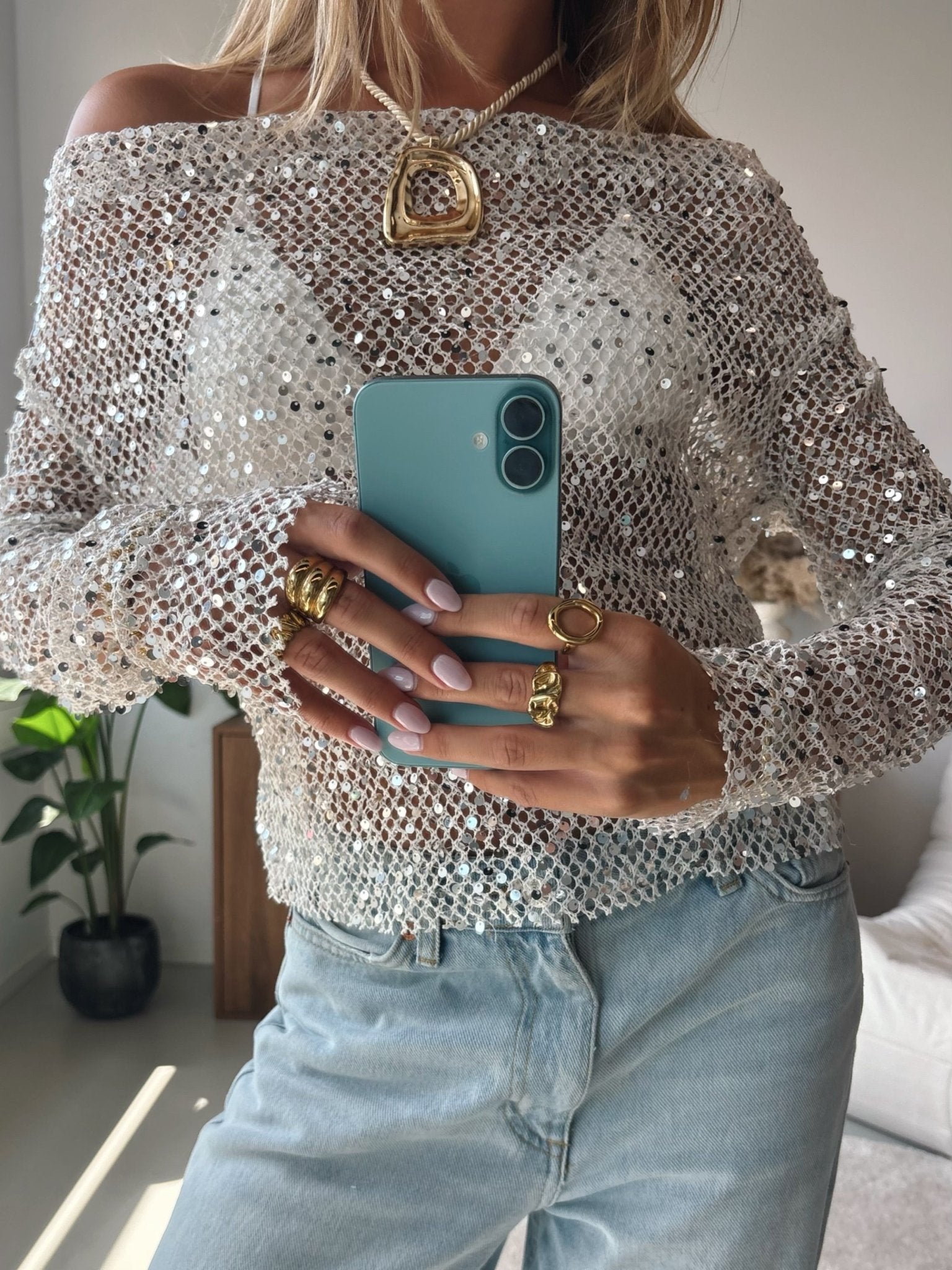 Off Shoulder Glitter Top - MOOS the Label