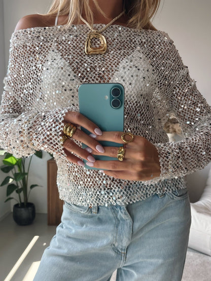 Off Shoulder Glitter Top - MOOS the Label
