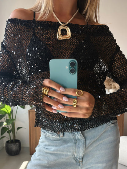 Off Shoulder Glitter Top - MOOS the Label