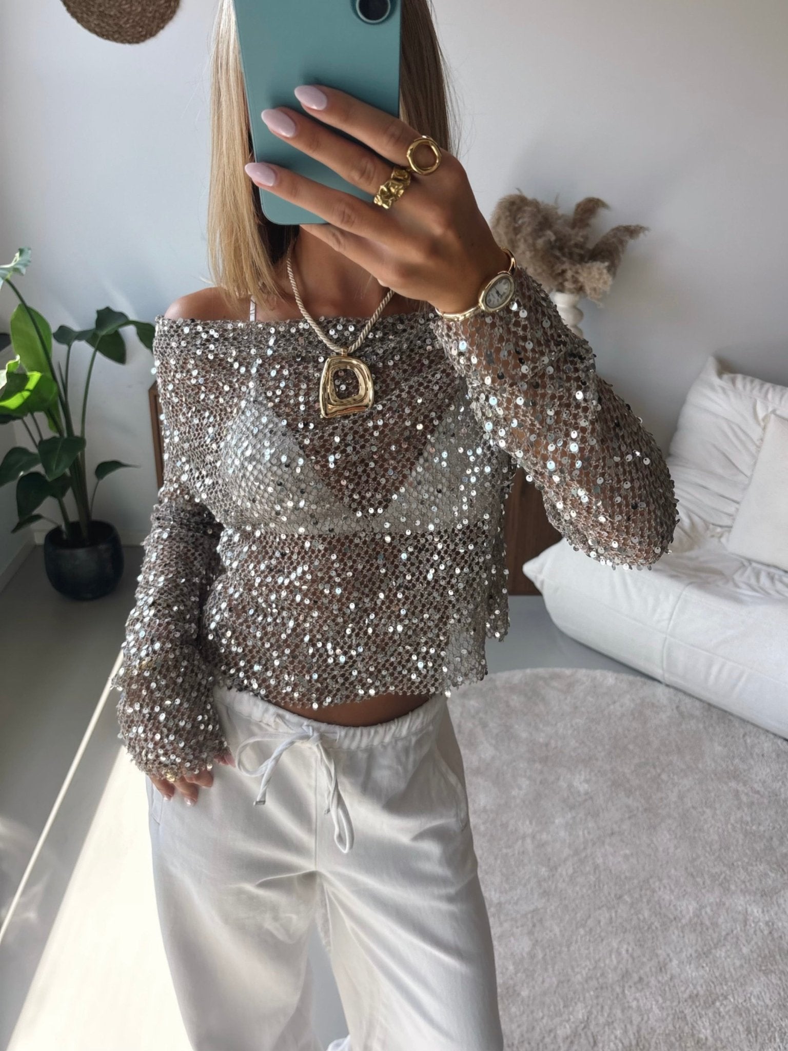 Off Shoulder Glitter Top - MOOS the Label