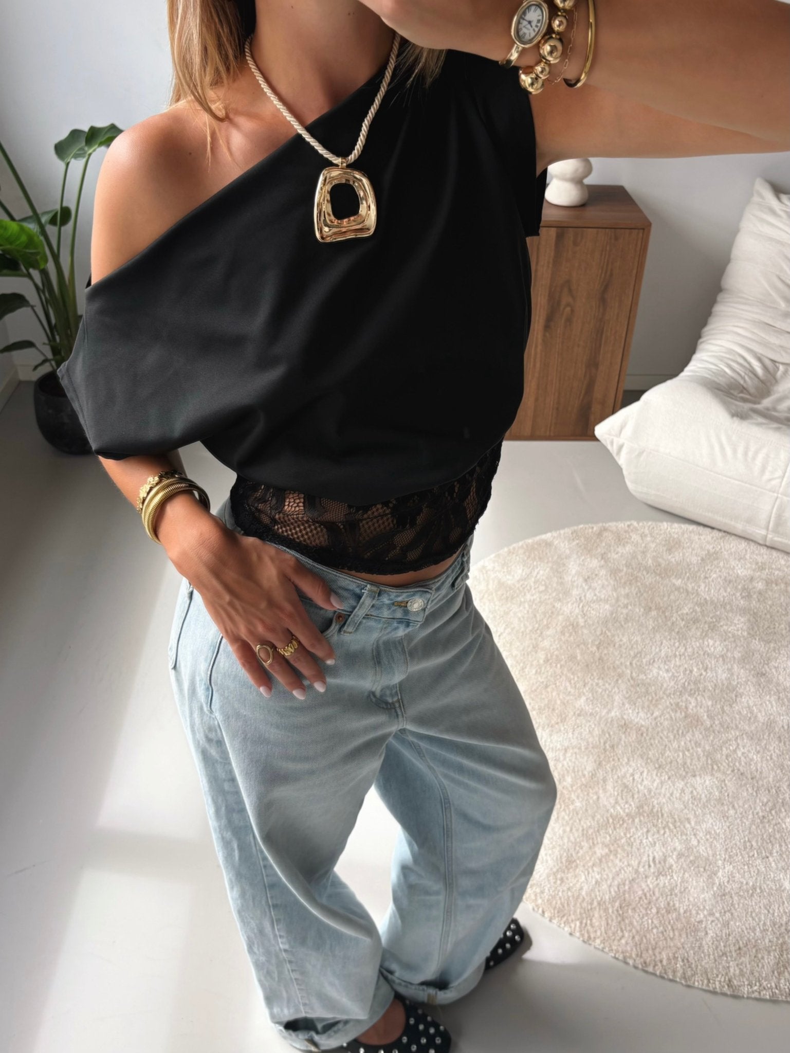 One Shoulder Lace Top - MOOS the Label