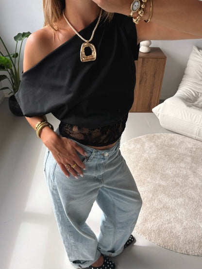 One Shoulder Lace Top - MOOS the Label