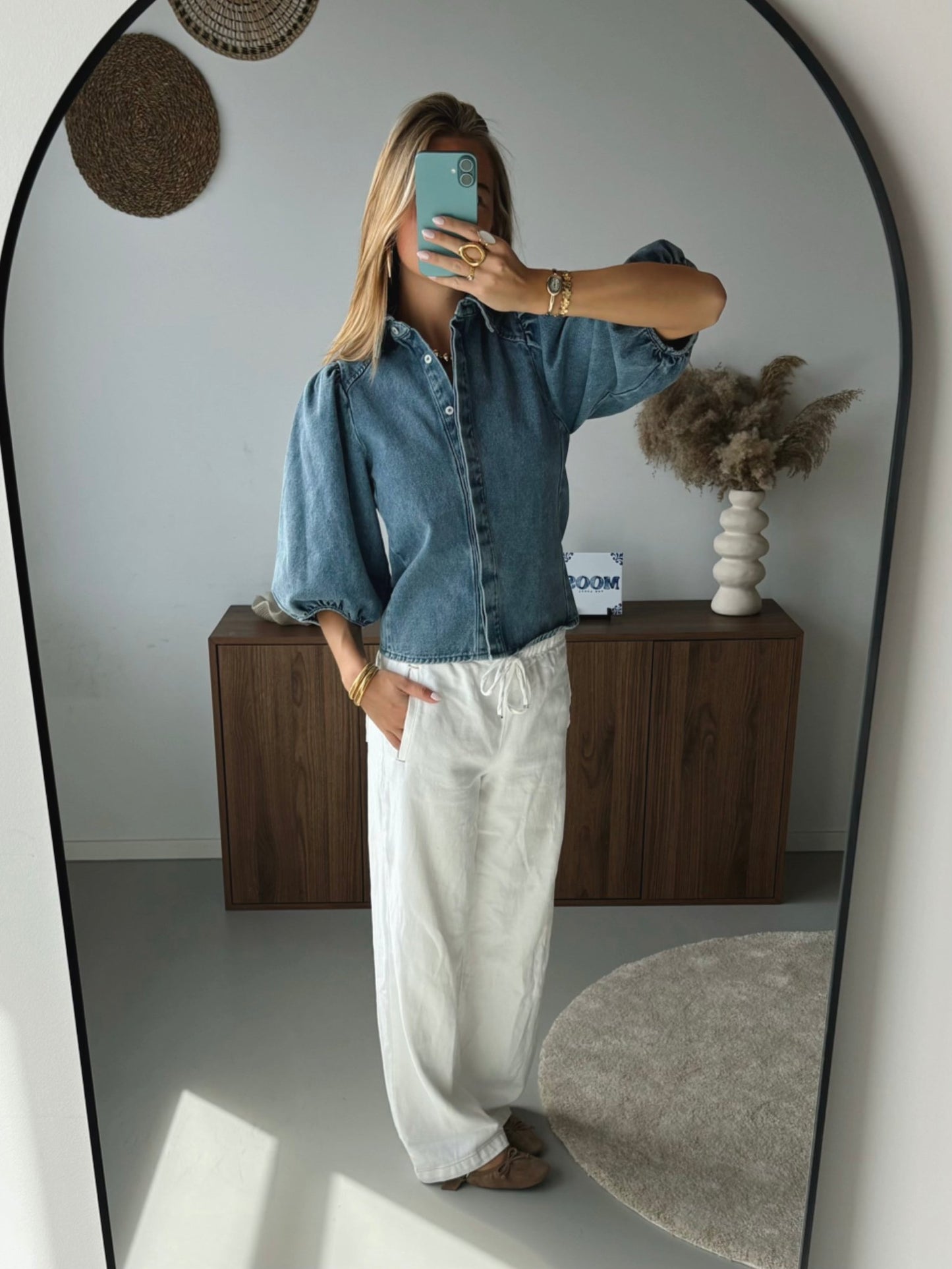 Puff Sleeve Denim Blouse - MOOS the Label