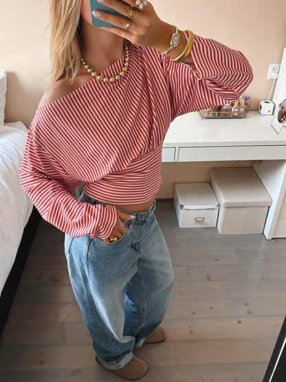 Striped Off - Shoulder Top - MOOS The Label