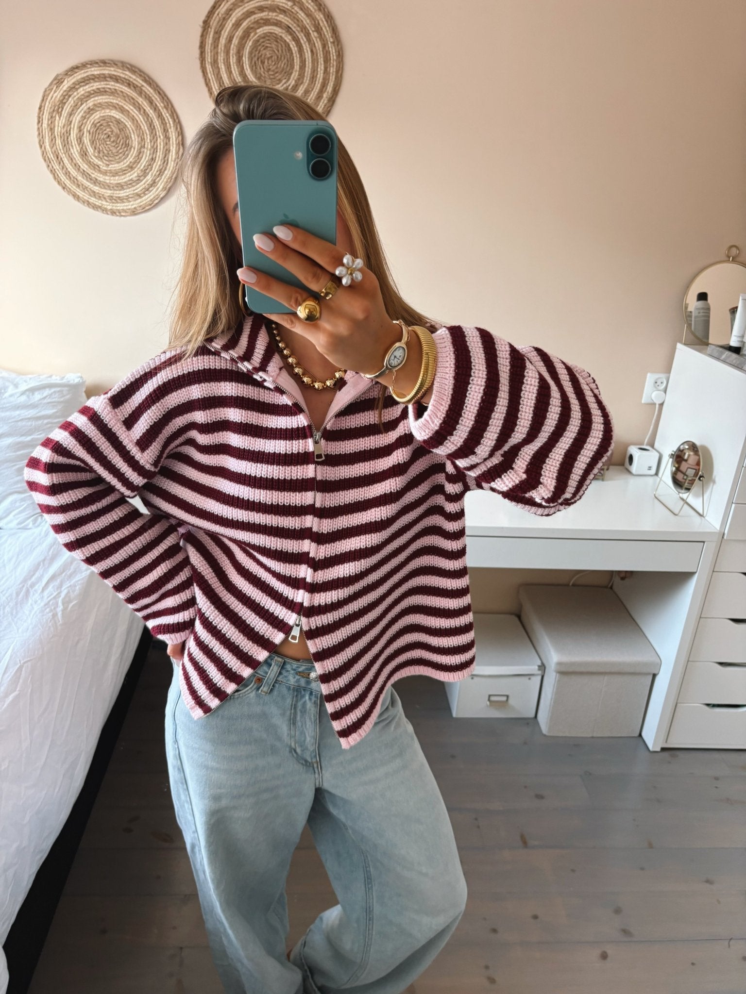 Striped Zip Cardigan - MOOS The Label